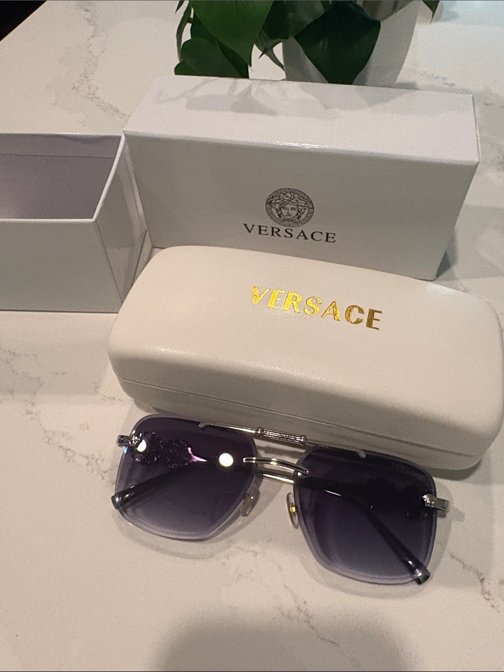 Versace Sunglasses with Silver Accents